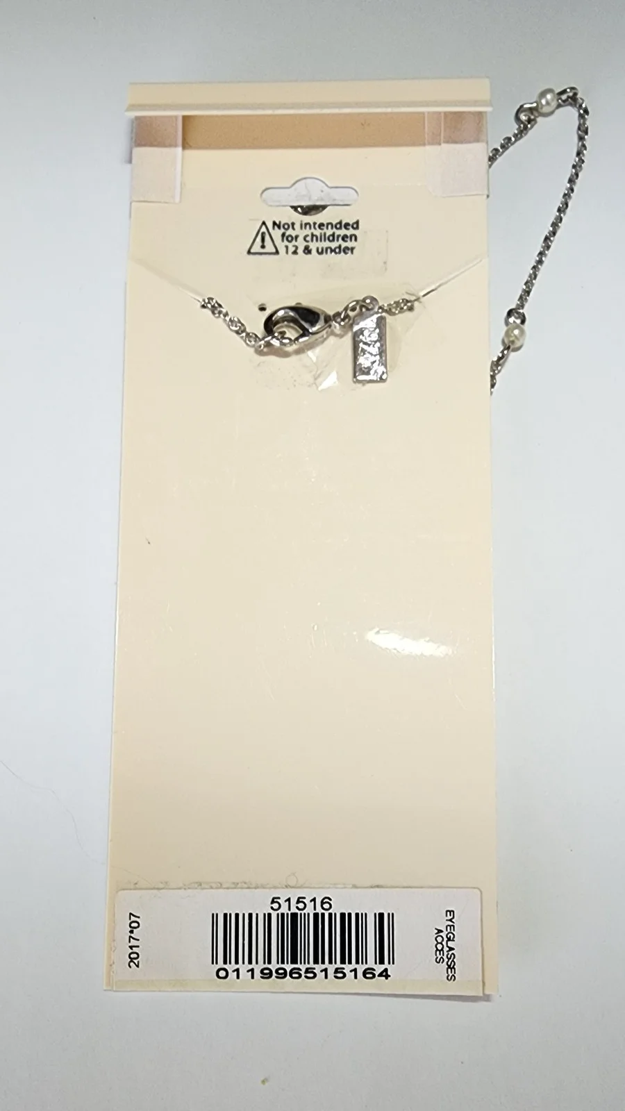 1928 Jewelry Silver-Tone Costume Pearl Chain Double Cats Badge Eyeglass Holder 2