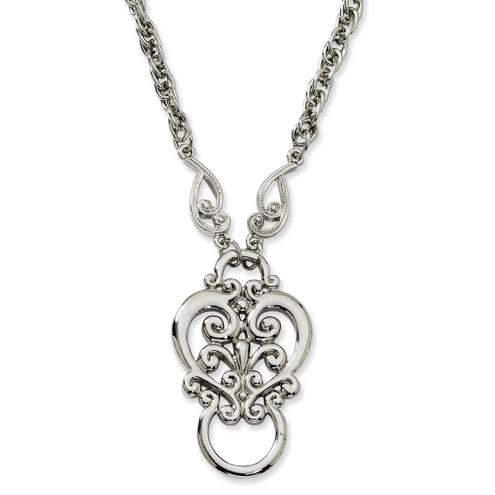1928 Jewelry - Silver-tone Fancy Scroll Eyeglass Holder Necklace 4