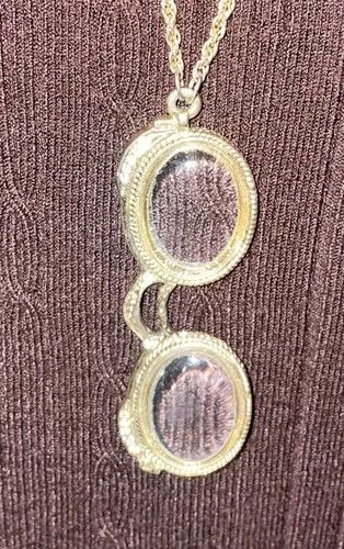 1928 Vintage Gold-Tone Opera Eyeglasses Pendant 17” Costume Jewelry Necklace 2